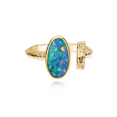 14KY Gold Australian Opal Doublet Ring
